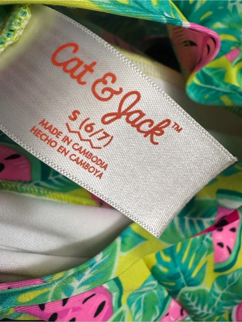 Cat & Jack Rashguard Swimsuit Watermelon Short Sleeve - Pink Green Girls Beach